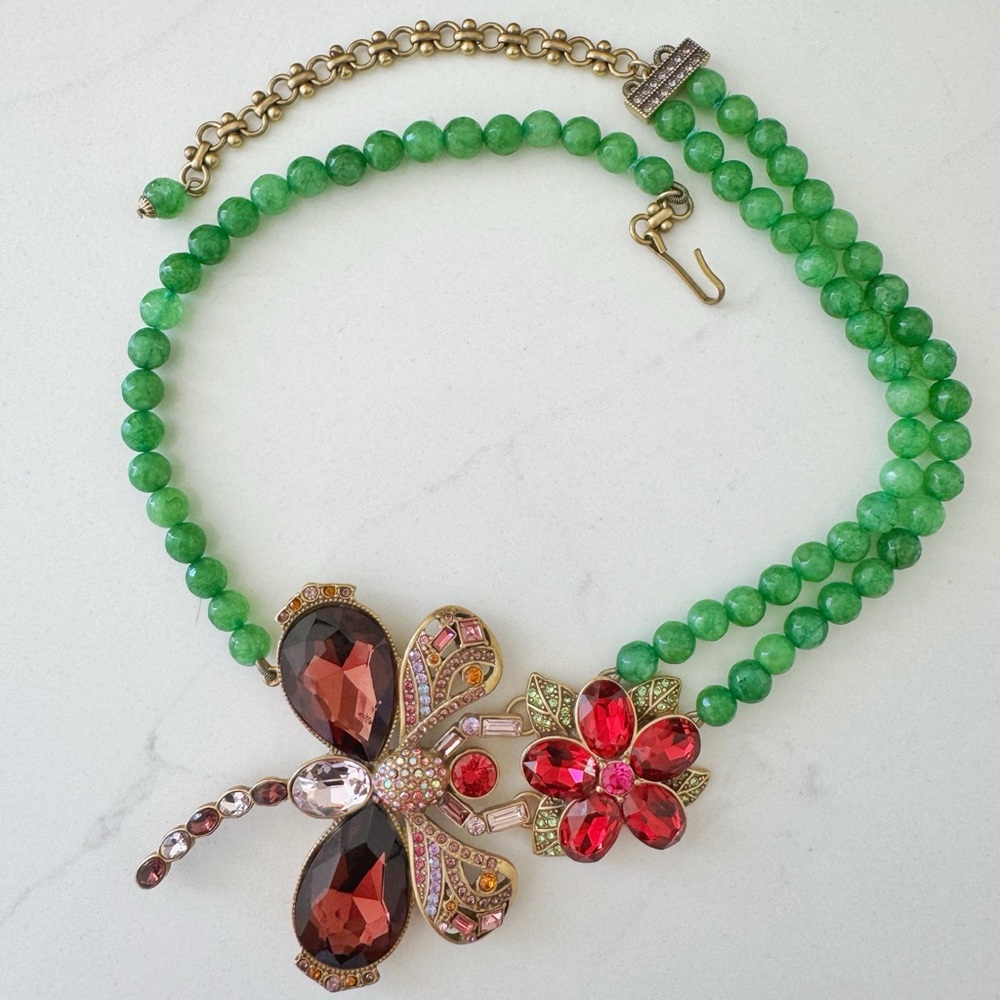 Vintage dragonfly crystal necklace